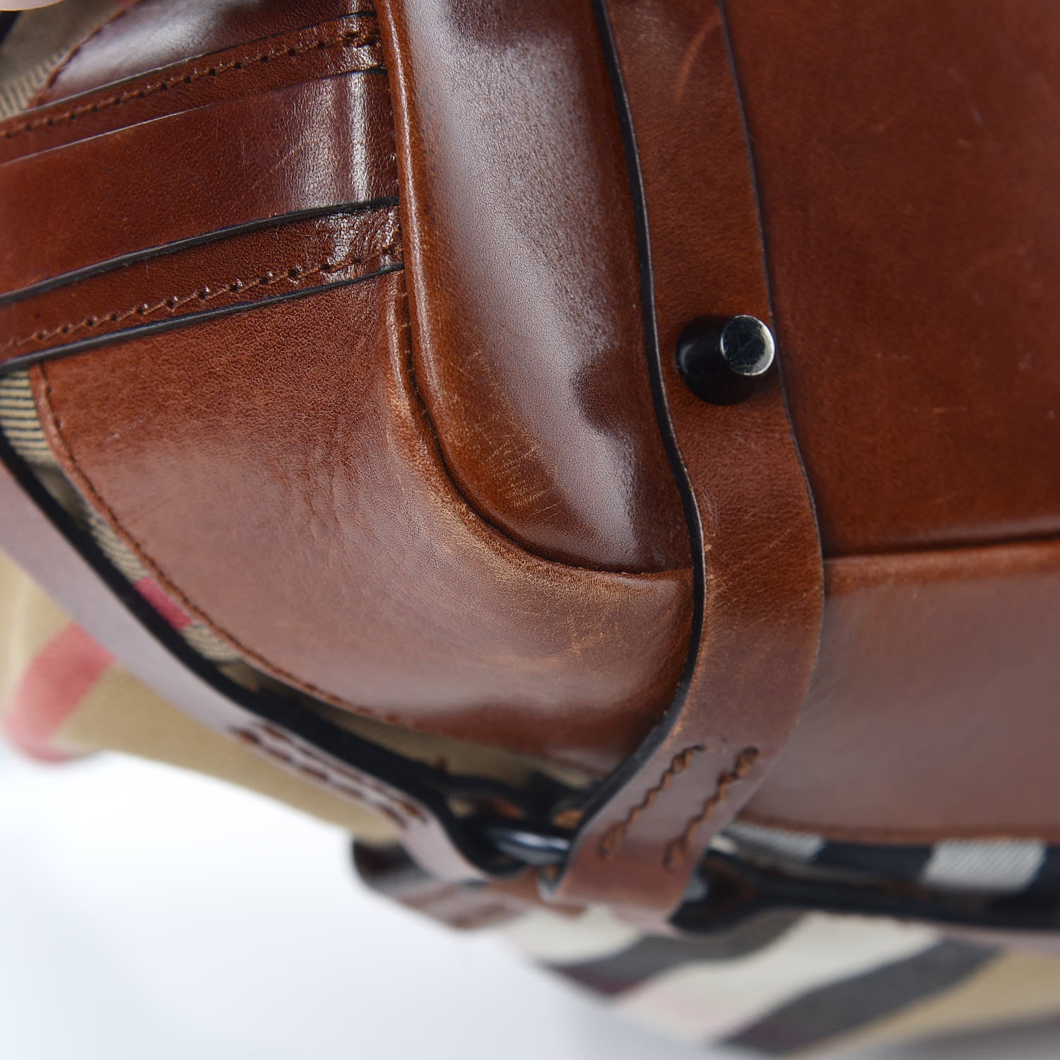 Burberry Bridle Calfskin House Check Kenton Hobo Brown 22 of 27