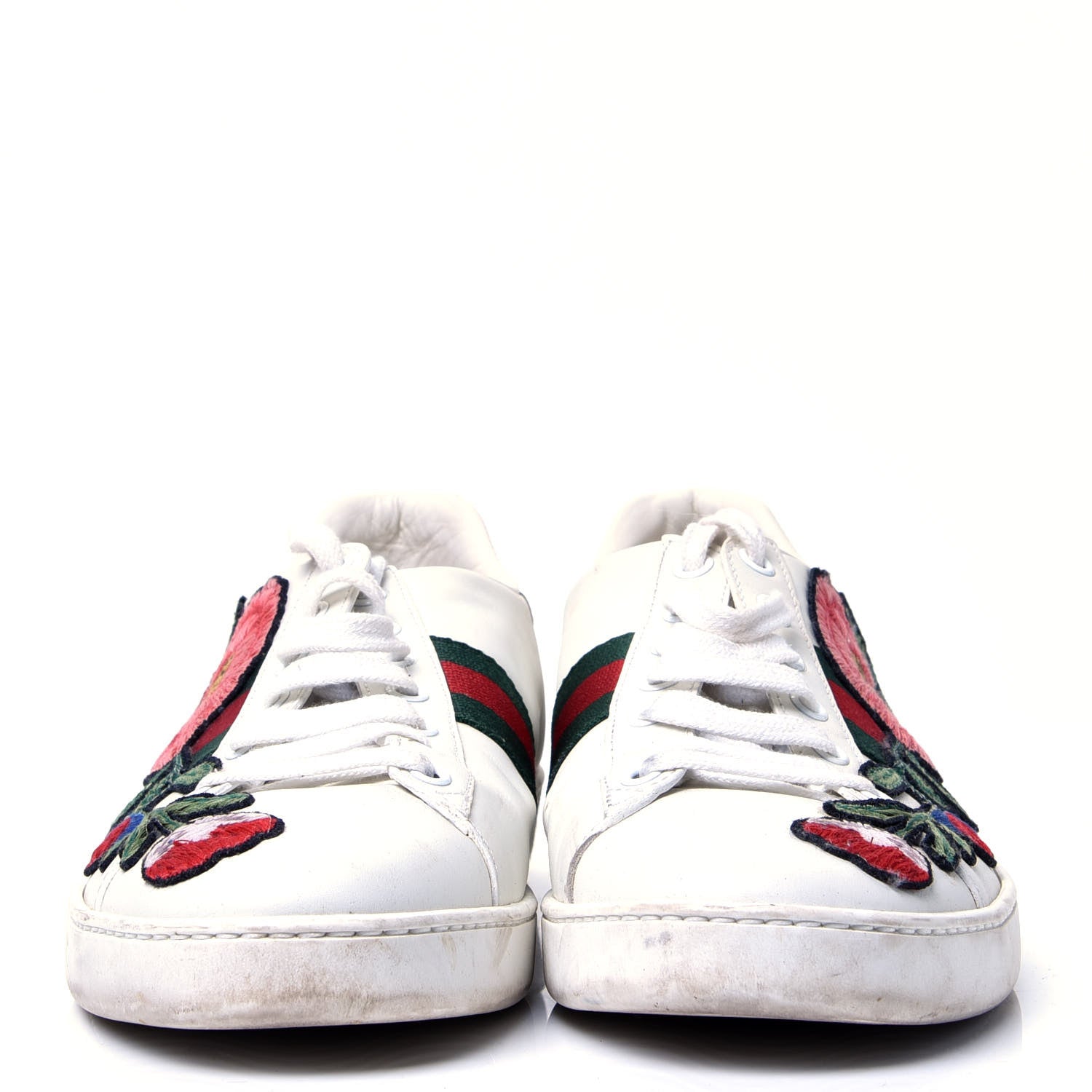 Gucci Metallic Calfskin Floral Embroidered Ace Sneakers 40 White 2 of 11