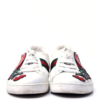 Gucci Metallic Calfskin Floral Embroidered Ace Sneakers 40 White 2 of 11