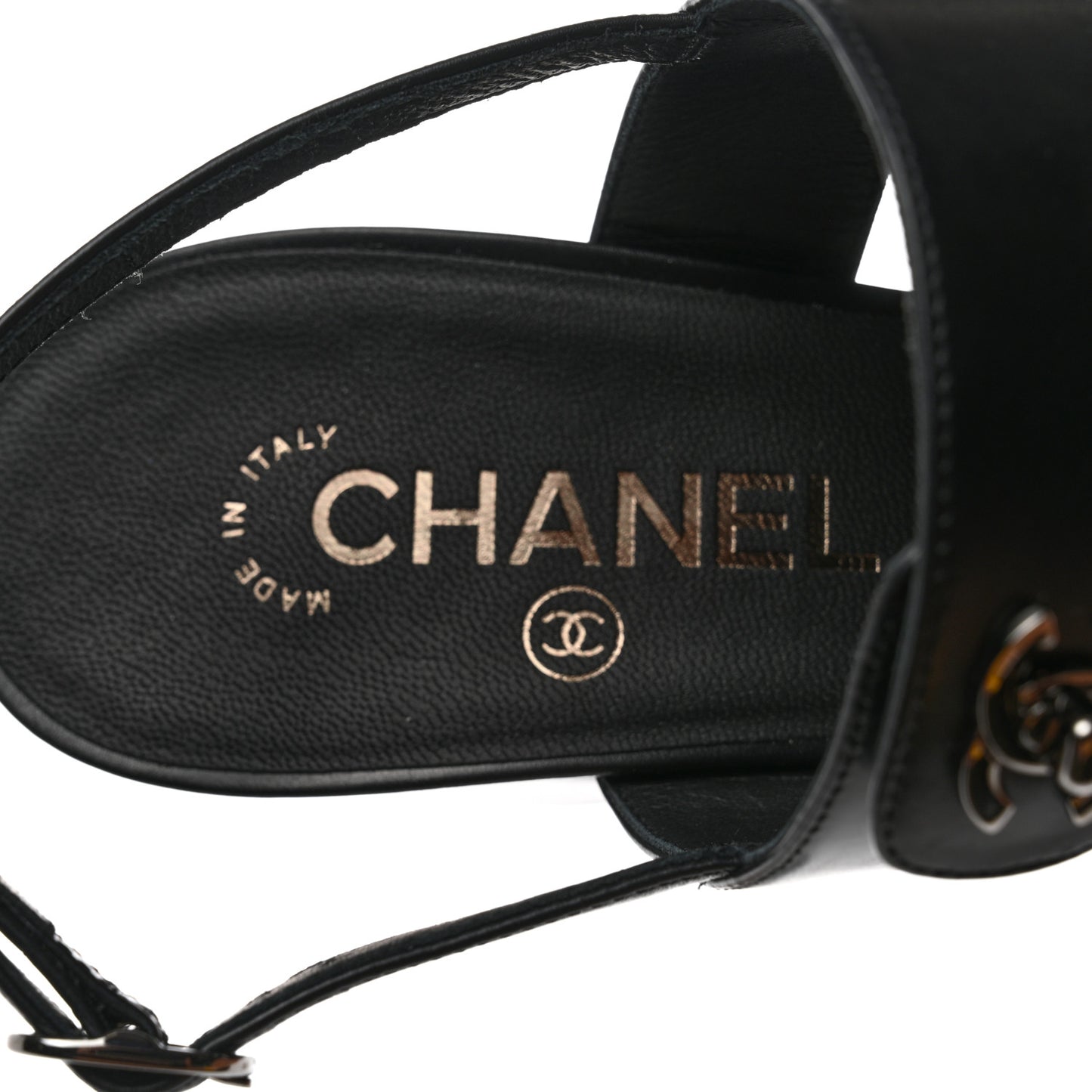Lambskin Logo CC Turnlock Sandals 39.5 Black