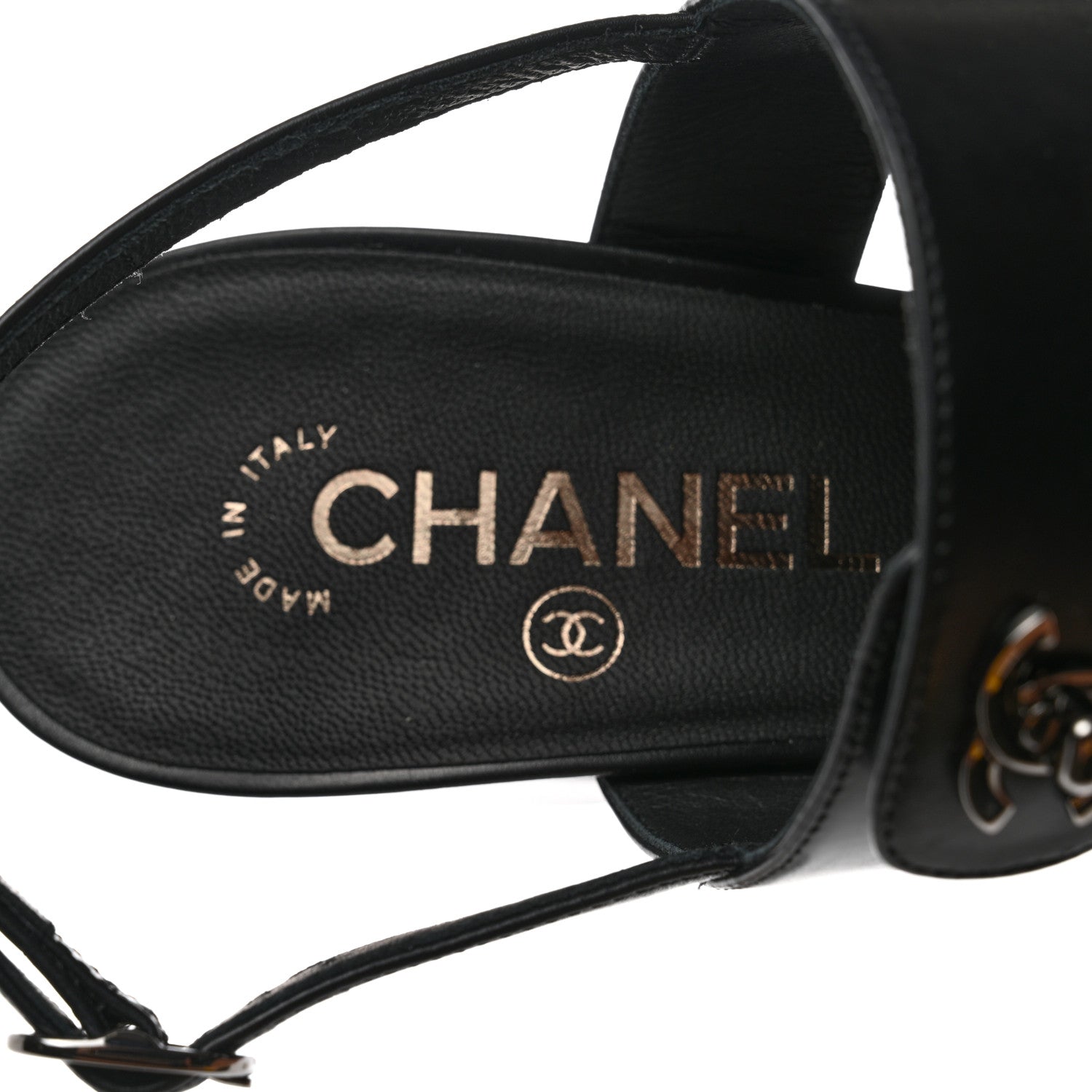 Chanel Lambskin Logo CC Turnlock Sandals 39.5 Black 7 of 9
