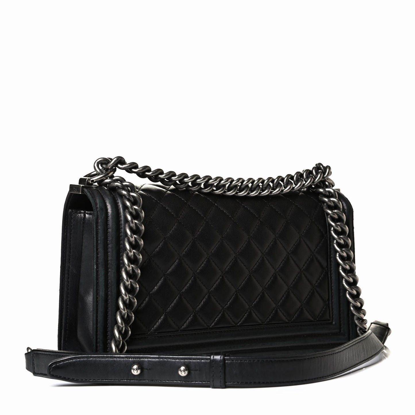 Lambskin Quilted Medium Boy Flap Black