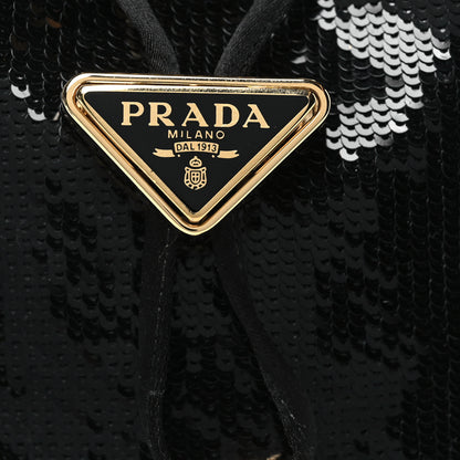 Prada Sequin Satin Triangle Logo Mini Pouch Black 6 of 8