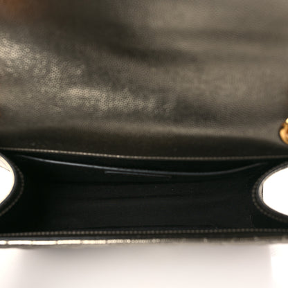 Saint Laurent Metallic Grain De Poudre Textured Mixed Matelasse Triquilt Medium Monogram Satchel Piombo 5 of 9