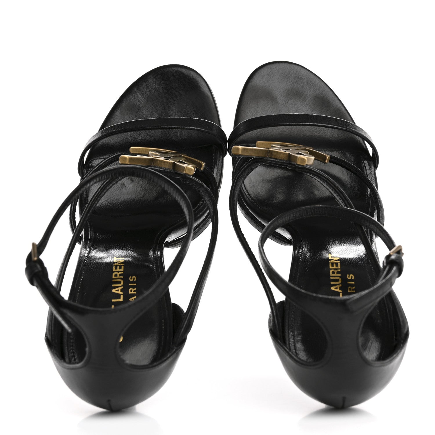 Saint Laurent Calfskin Cassandra 100 Ankle Strap Sandals 37 Black 2 of 10