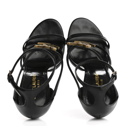 Saint Laurent Calfskin Cassandra 100 Ankle Strap Sandals 37 Black 2 of 10