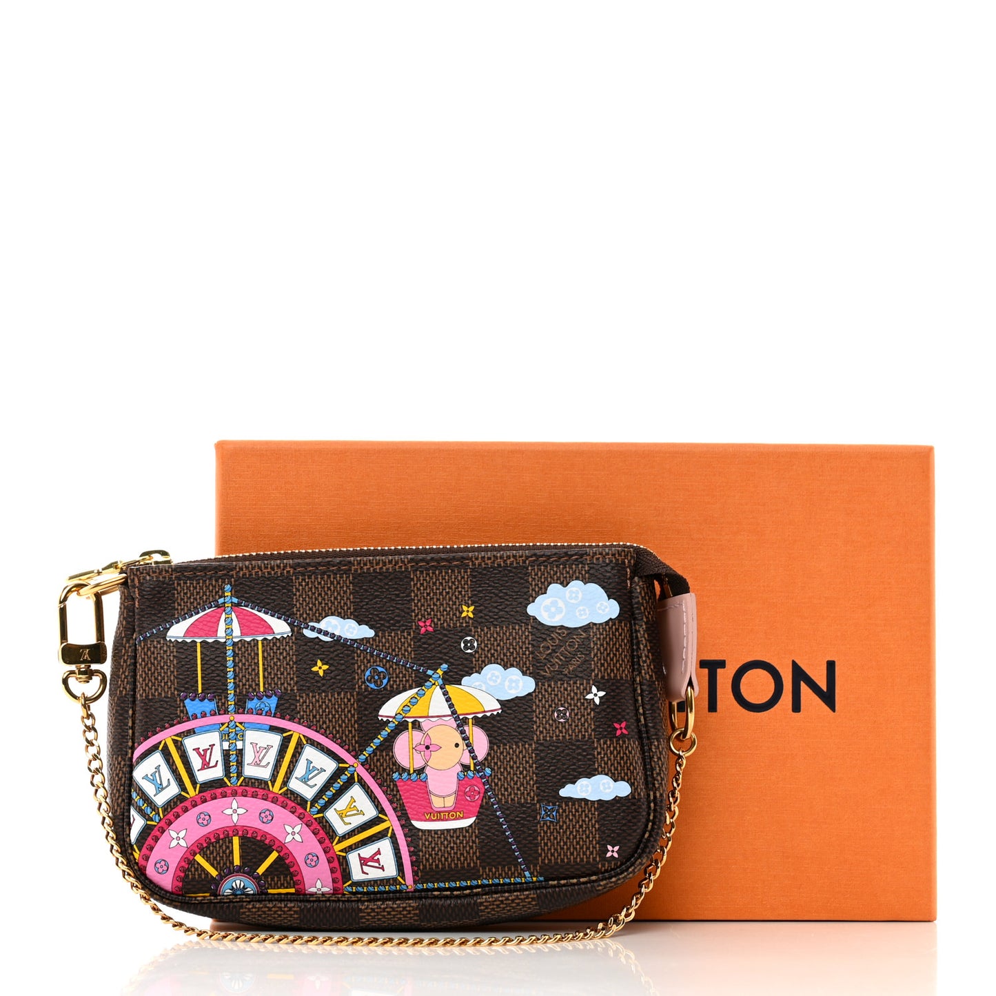 Damier Ebene 2020 Christmas Animation Big Wheel Mini Pochette Accessories Rose Ballerine