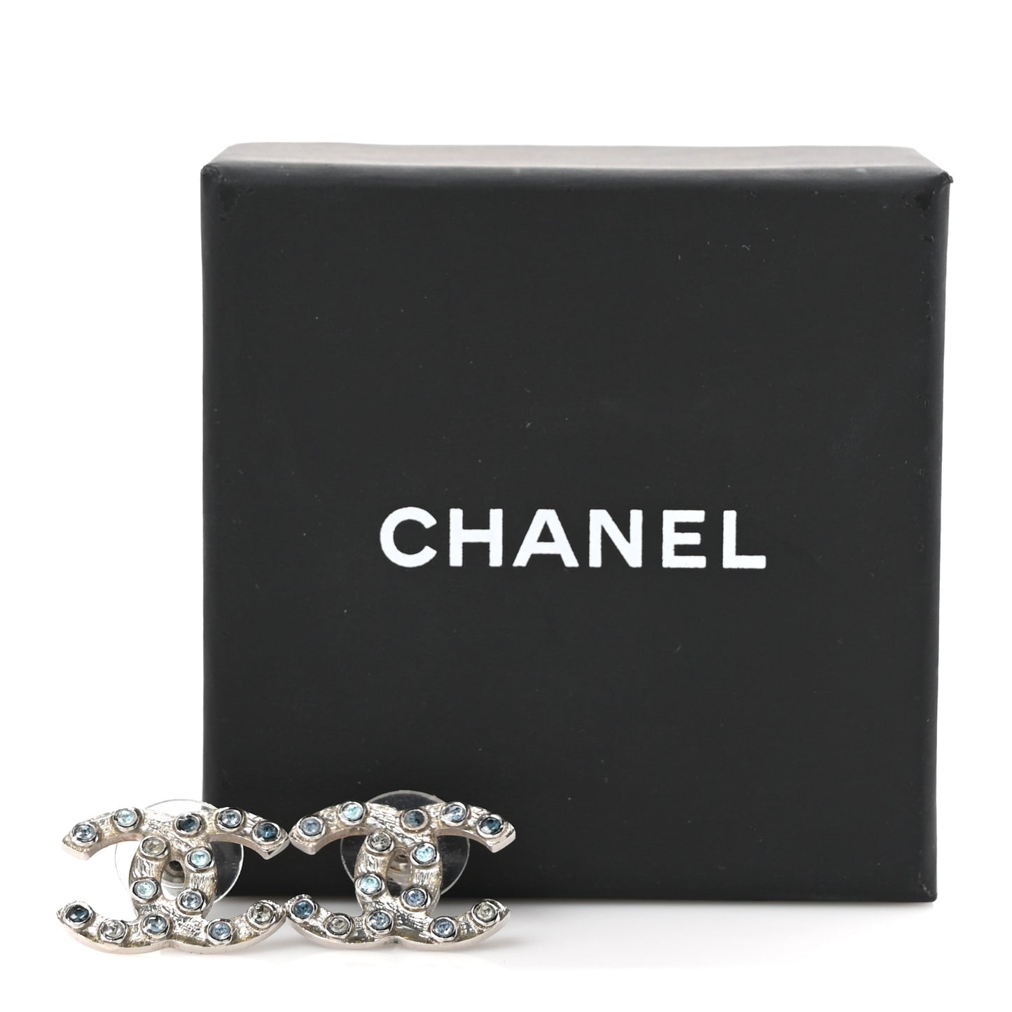 Crystal CC Earrings Silver Blue