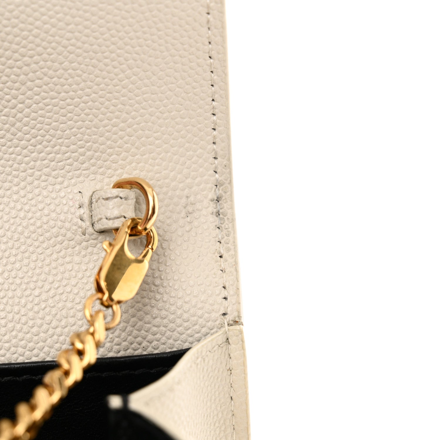 Saint Laurent Grain De Poudre Monogram Uptown Chain Wallet Crema Soft 10 of 12