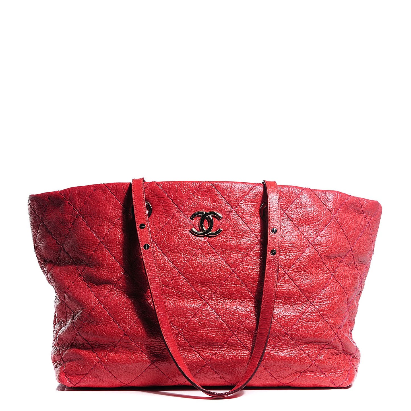 Glazed Calfskin Small On The Road Tote Red
