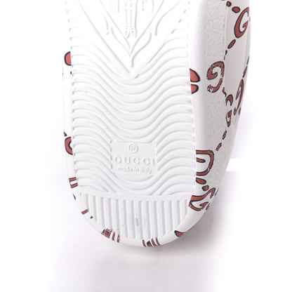 Gucci Calfskin GucciGhost Print Mens Ace Sneakers 8 White Hibiscus Red 7 of 11