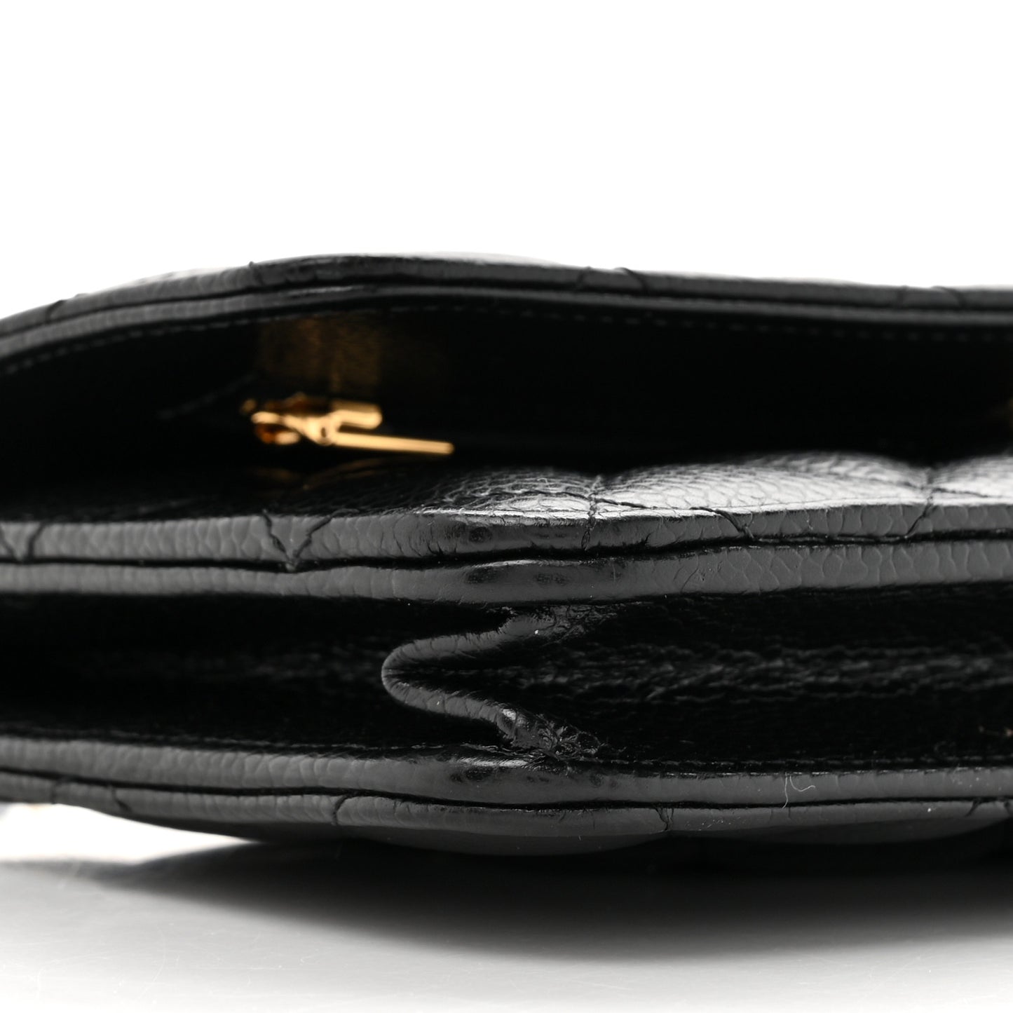 Caviar Quilted Wallet on Chain WOC Black