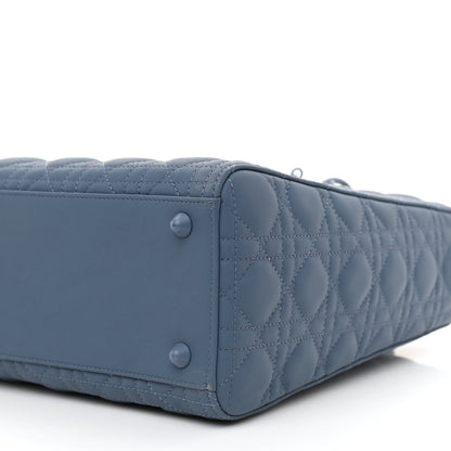 Christian Dior Ultra Matte Calfskin Cannage Large Lady Dior Denim Blue 9 of 9