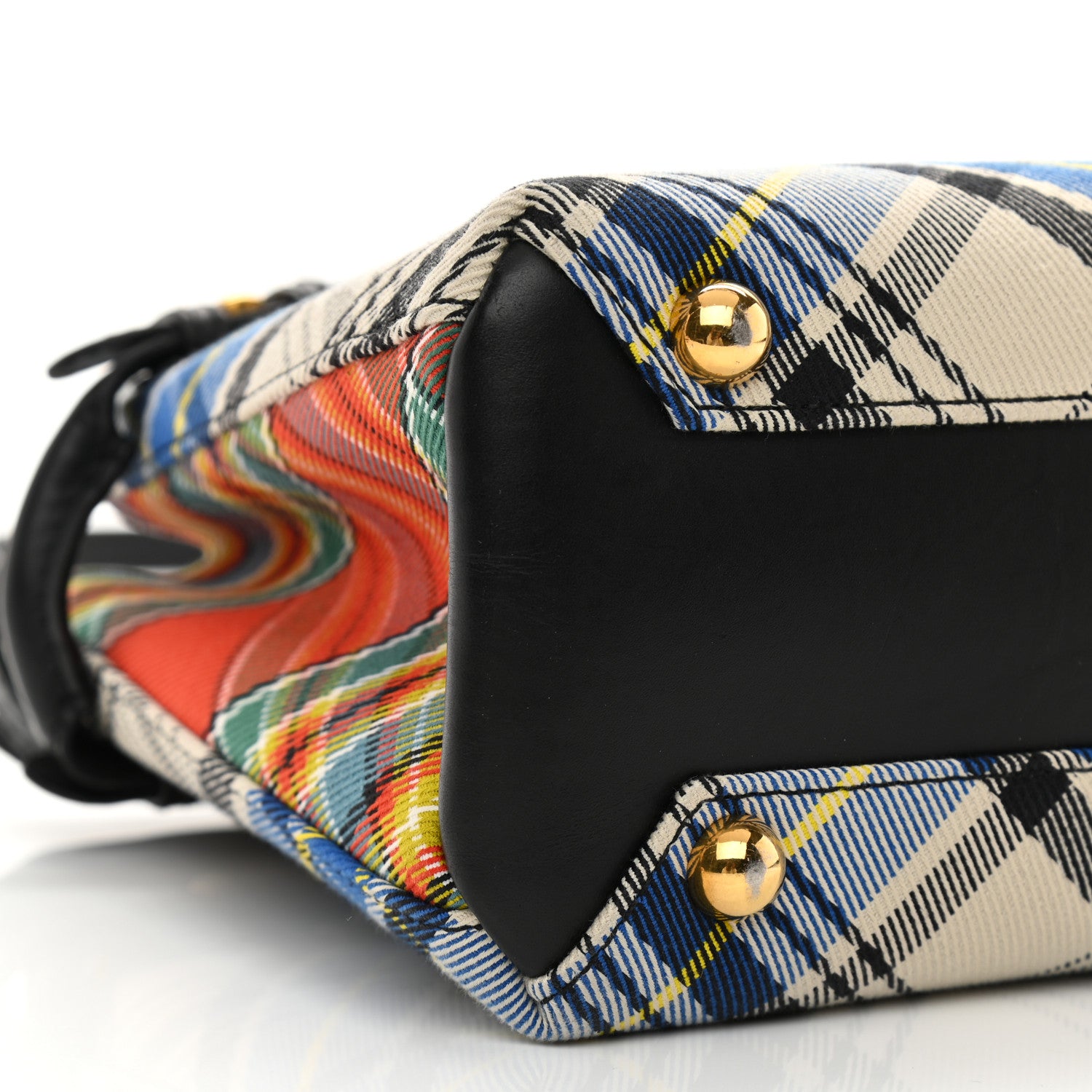 Burberry Tartan Mix Small Banner Tote Blue White 11 of 12
