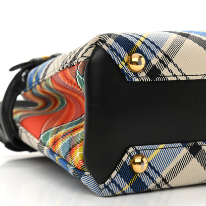 Burberry Tartan Mix Small Banner Tote Blue White 11 of 12