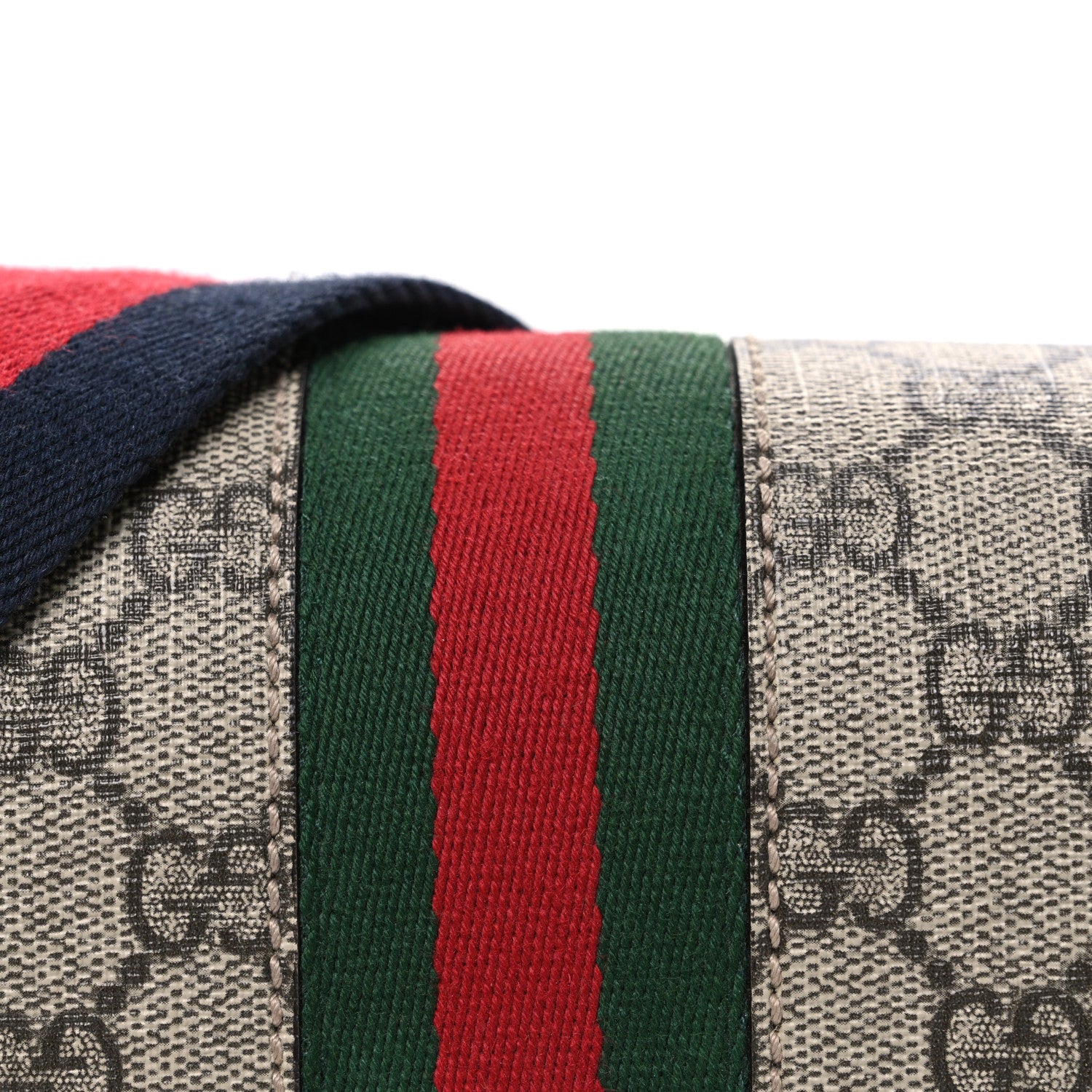 Gucci GG Supreme Monogram Textured Dollar Calfskin Web Studded Mini Ophidia Flap Shoulder Bag Beige Ebony New Acero 8 of 12