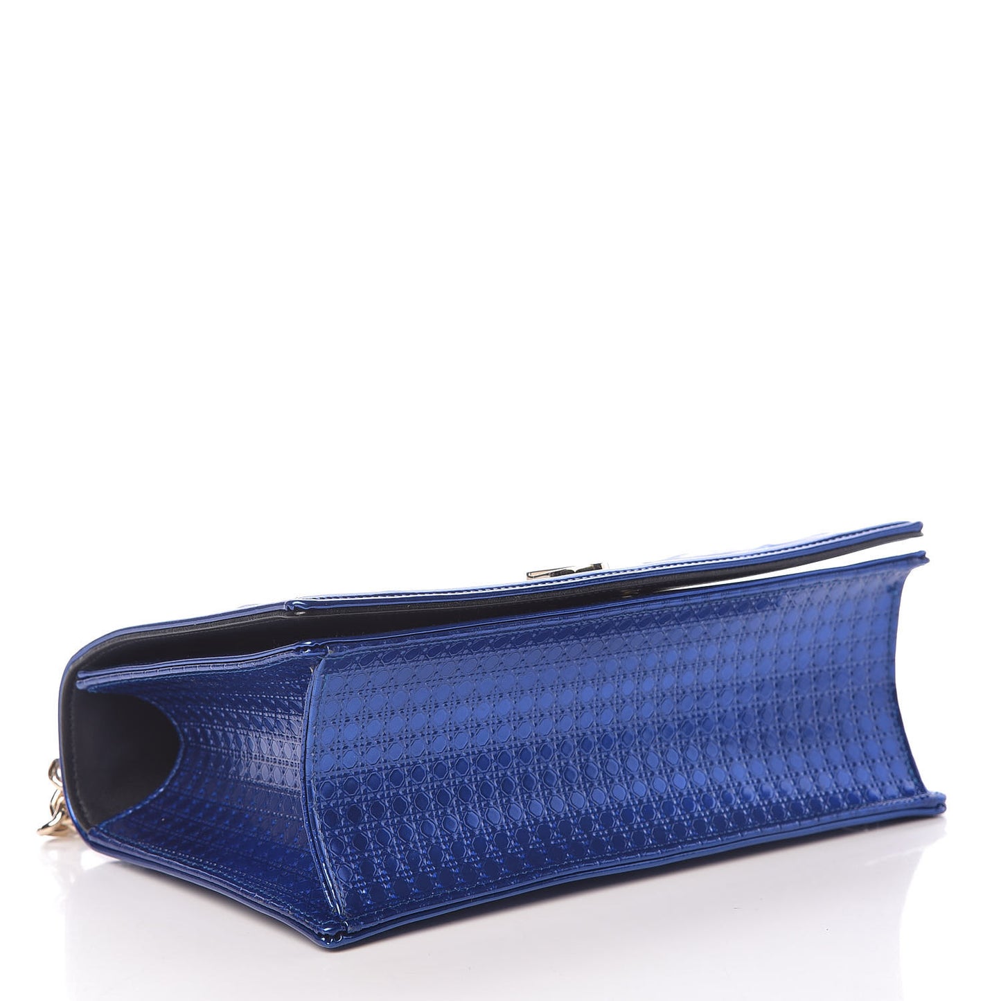 Metallic Patent Micro-Cannage Medium Diorama Flap Bag Blue