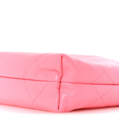 Chanel Shiny Calfskin Quilted Rainbow Metal Mini Chanel 22 Coral Pink 10 of 11