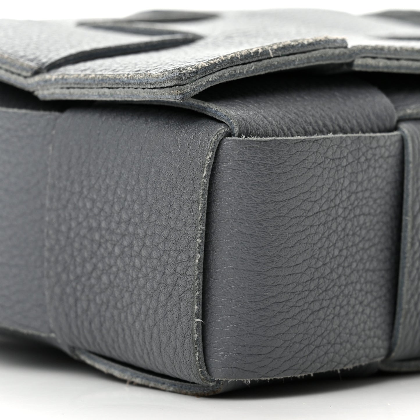 Grained Calfskin Maxi Intrecciato Cassette Crossbody Bag Thunder