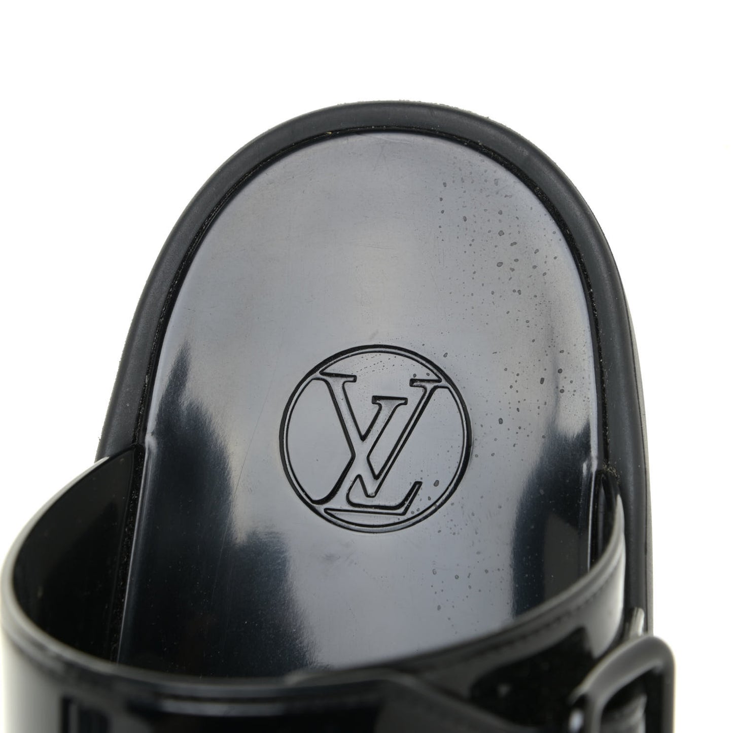 Monogram Sunbath Flat Mule Sandals 38 Black
