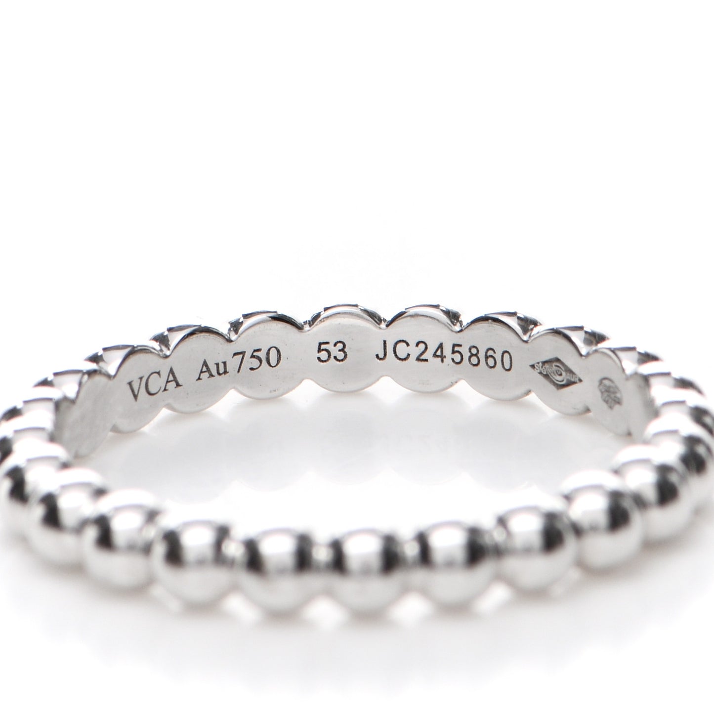 18K White Gold Medium Perlee Ring 53 6.5