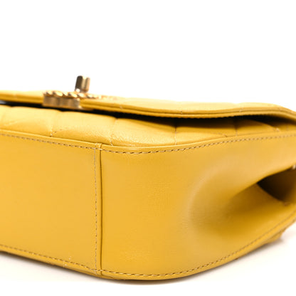 Chanel Lambskin Quilted Small Chain Infinity Top Handle Flap Yellow 9 of 9