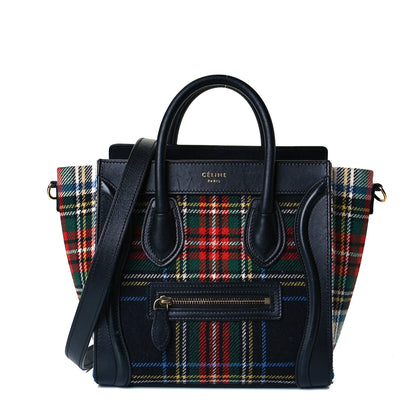 Celine Tartan Calfskin Nano Luggage Red Blue 1 of 8