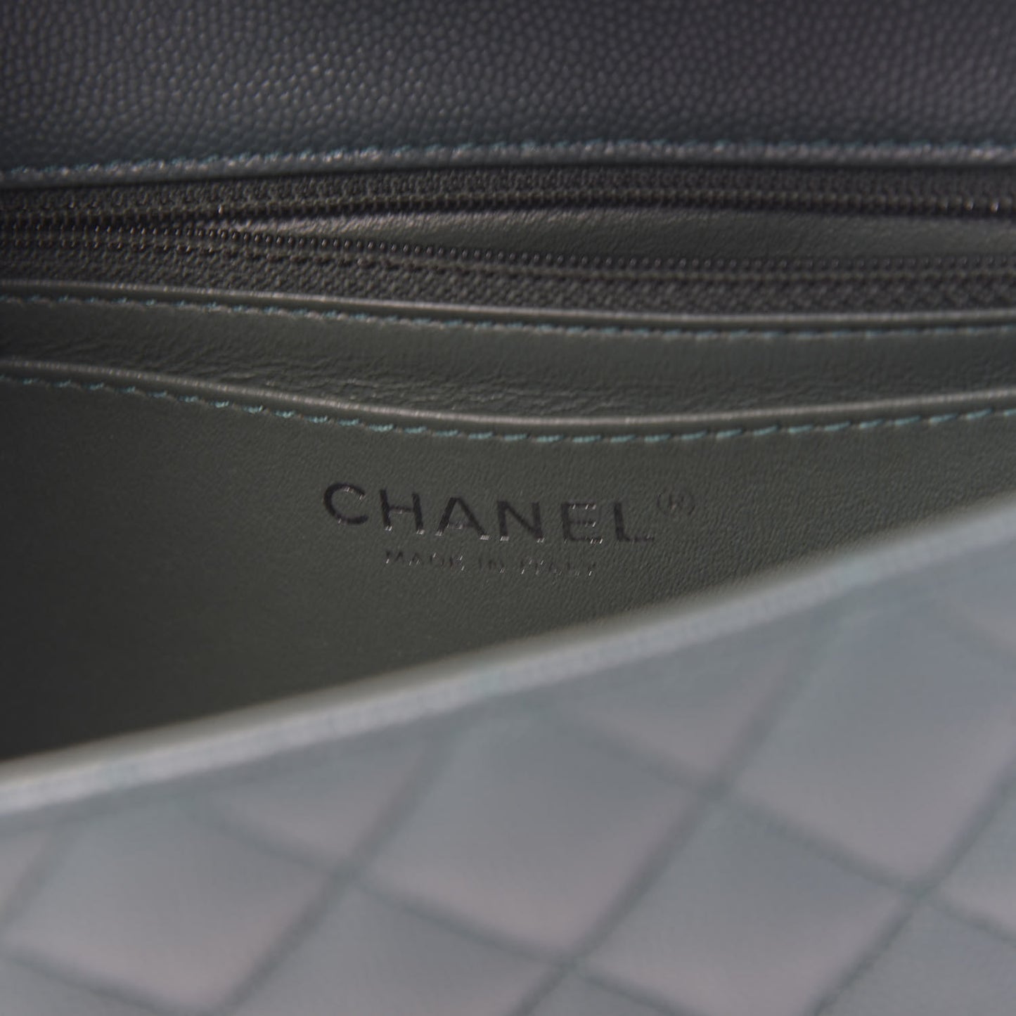 Caviar Quilted Mini Rectangular Flap Dark Green