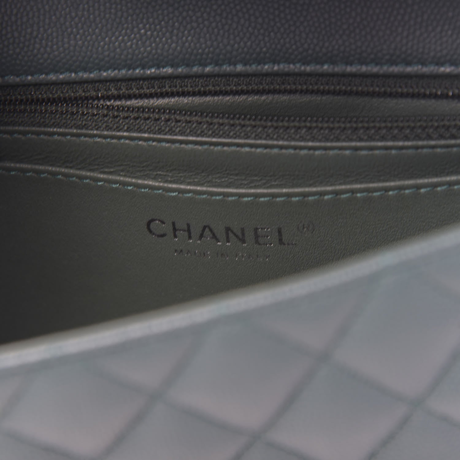 Chanel Caviar Quilted Mini Rectangular Flap Dark Green 5 of 10