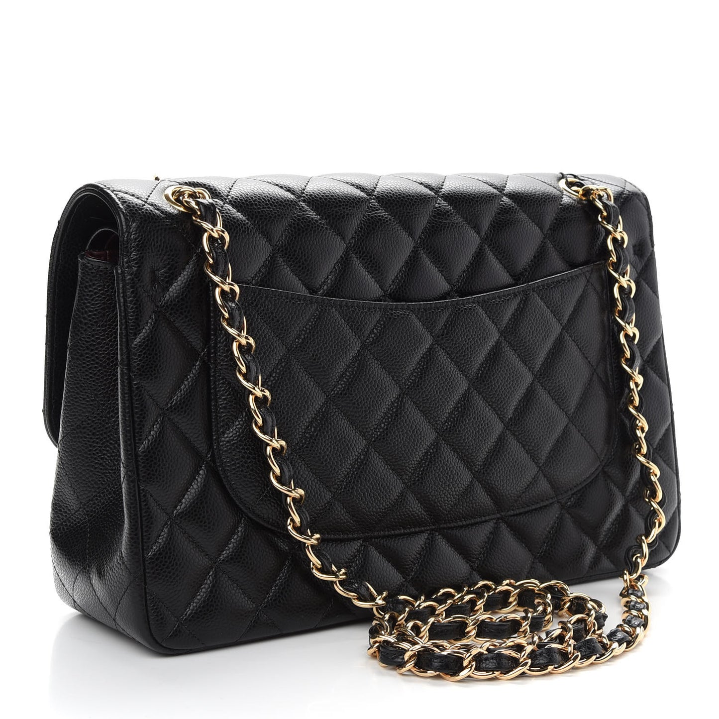 Caviar Quilted Jumbo Double Flap Black
