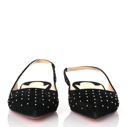 Christian Louboutin Suede Studded Slingback Flats 36.5 Black 2 of 9