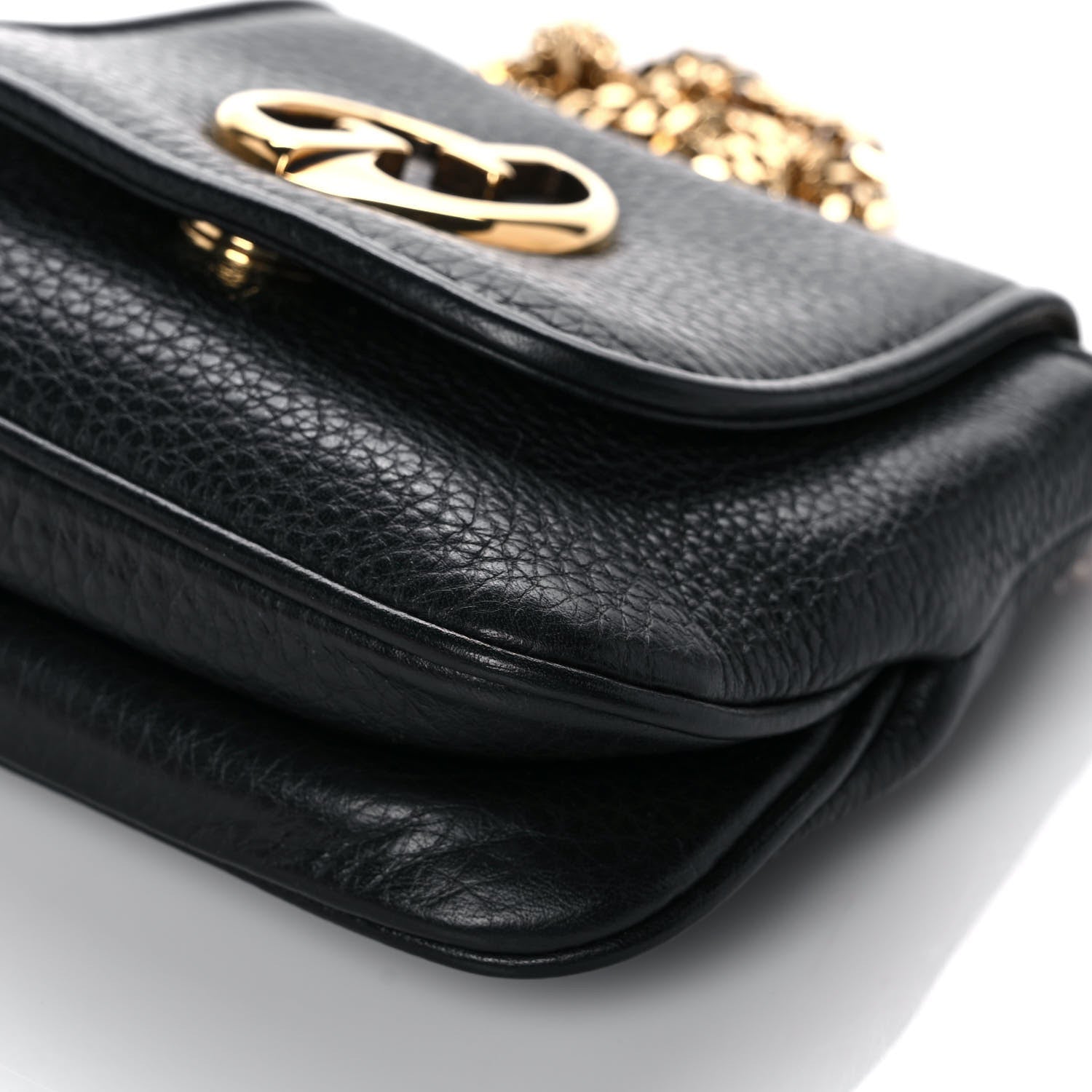 Gucci Pebbled Calfskin Small 1973 Chain Shoulder Bag Black 10 of 11