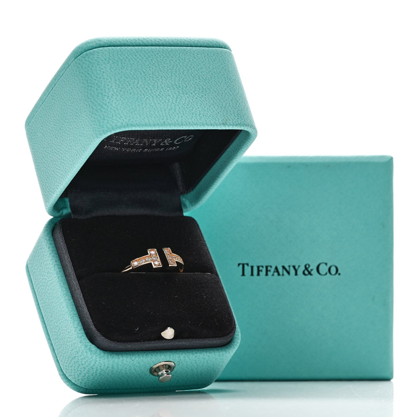 18K Rose Gold Diamond T Wire Ring 53 6.5