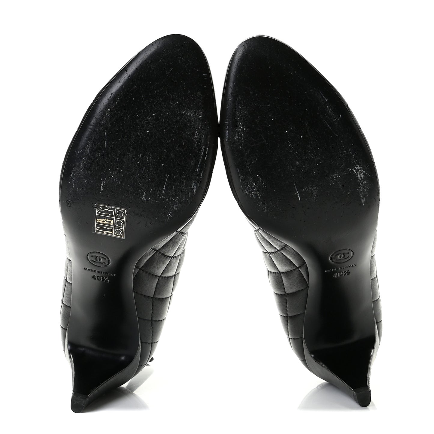 Calfskin Quilted Cap Toe Short Boots 40.5 Black