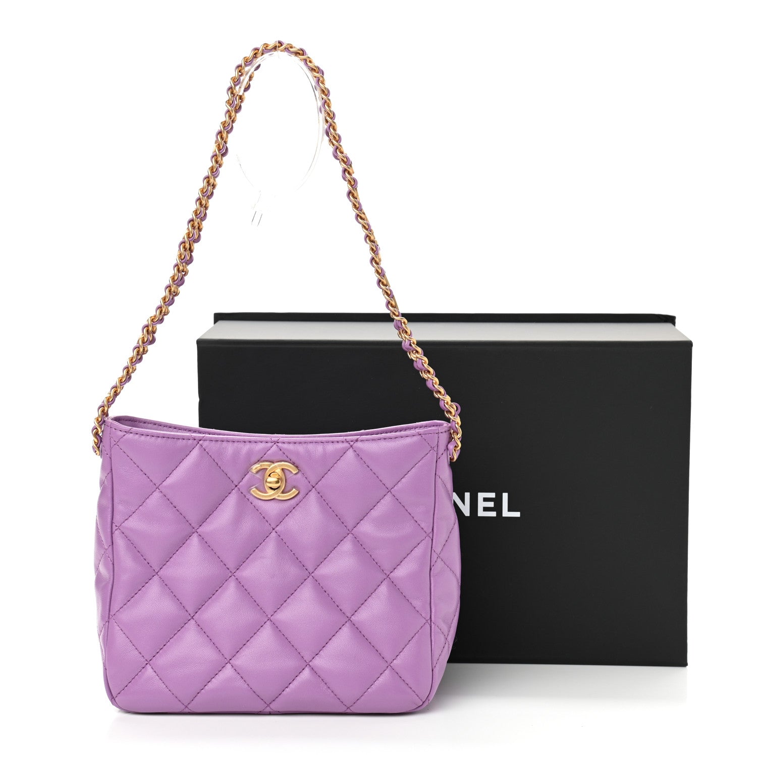 Chanel Lambskin Quilted Small Pick Me Up Hobo Purple 11 of 11