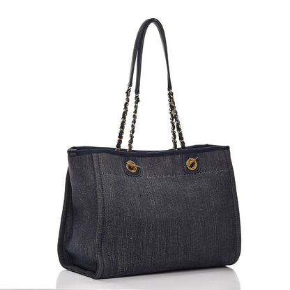 Chanel Canvas Small Deauville Tote Dark Blue 3 of 14