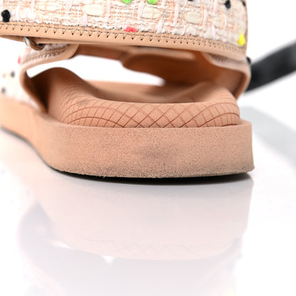 Chanel Tweed Lambskin Dad Sandals 39 Pink Multicolor 12 of 13