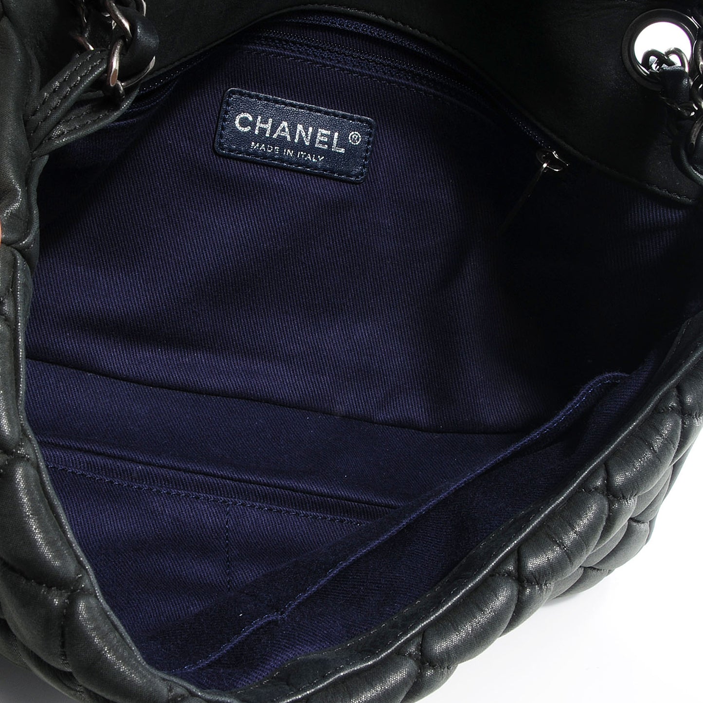 Iridescent Calfskin New Bubble Large Flap Dark Gray