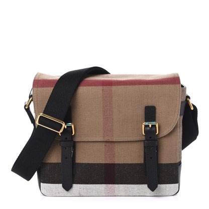 Burberry Canvas Mega Check Large Baildon Messenger Bag Black 1 of 9