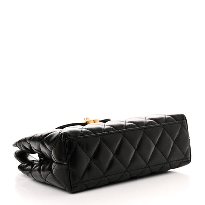 Chanel Shiny Aged Calfskin Quilted Nano Kelly Shopper Black 4 of 11