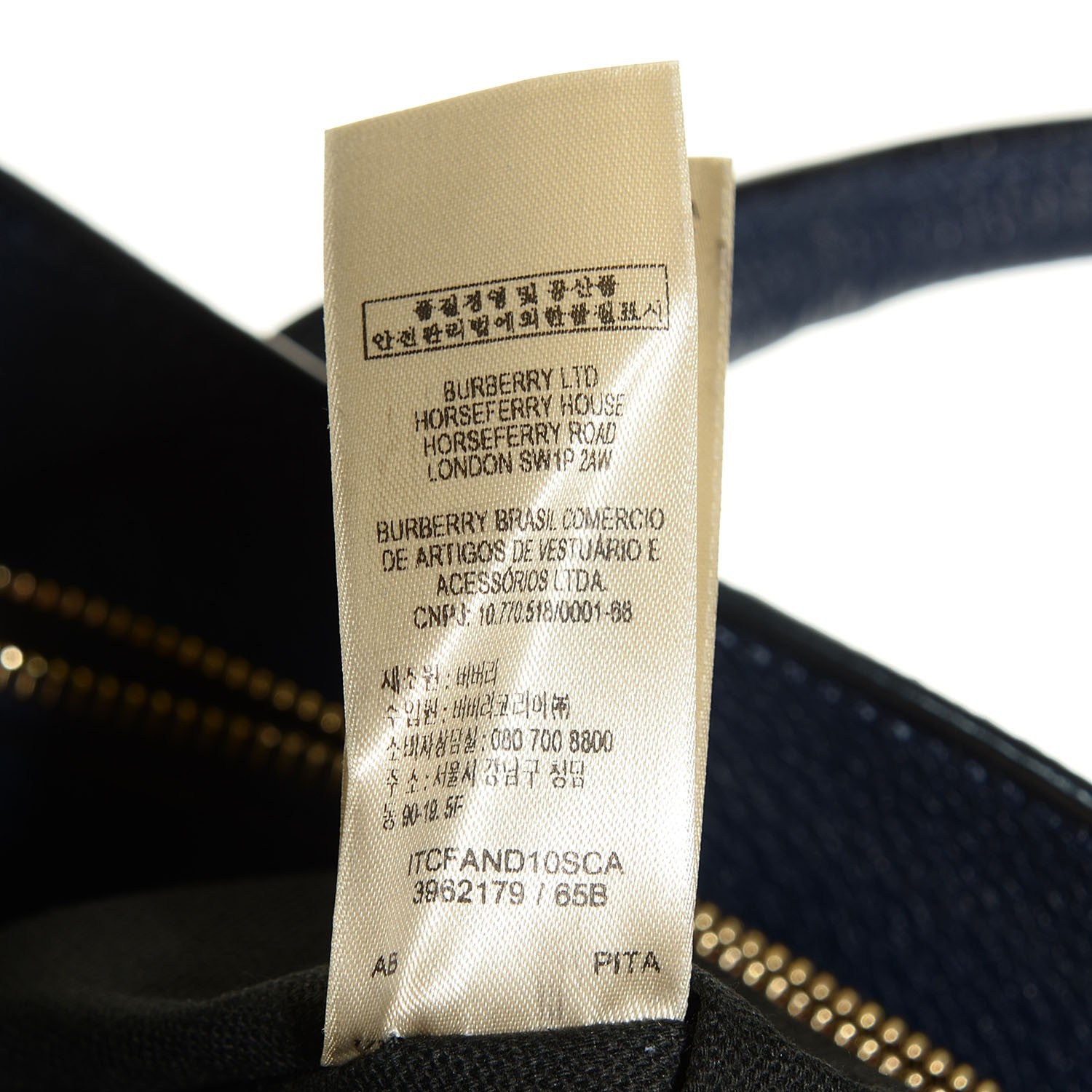 Burberry Grainy Calfskin House Check Medium Banner Tote Ink Blue 11 of 11