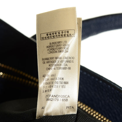 Burberry Grainy Calfskin House Check Medium Banner Tote Ink Blue 11 of 11