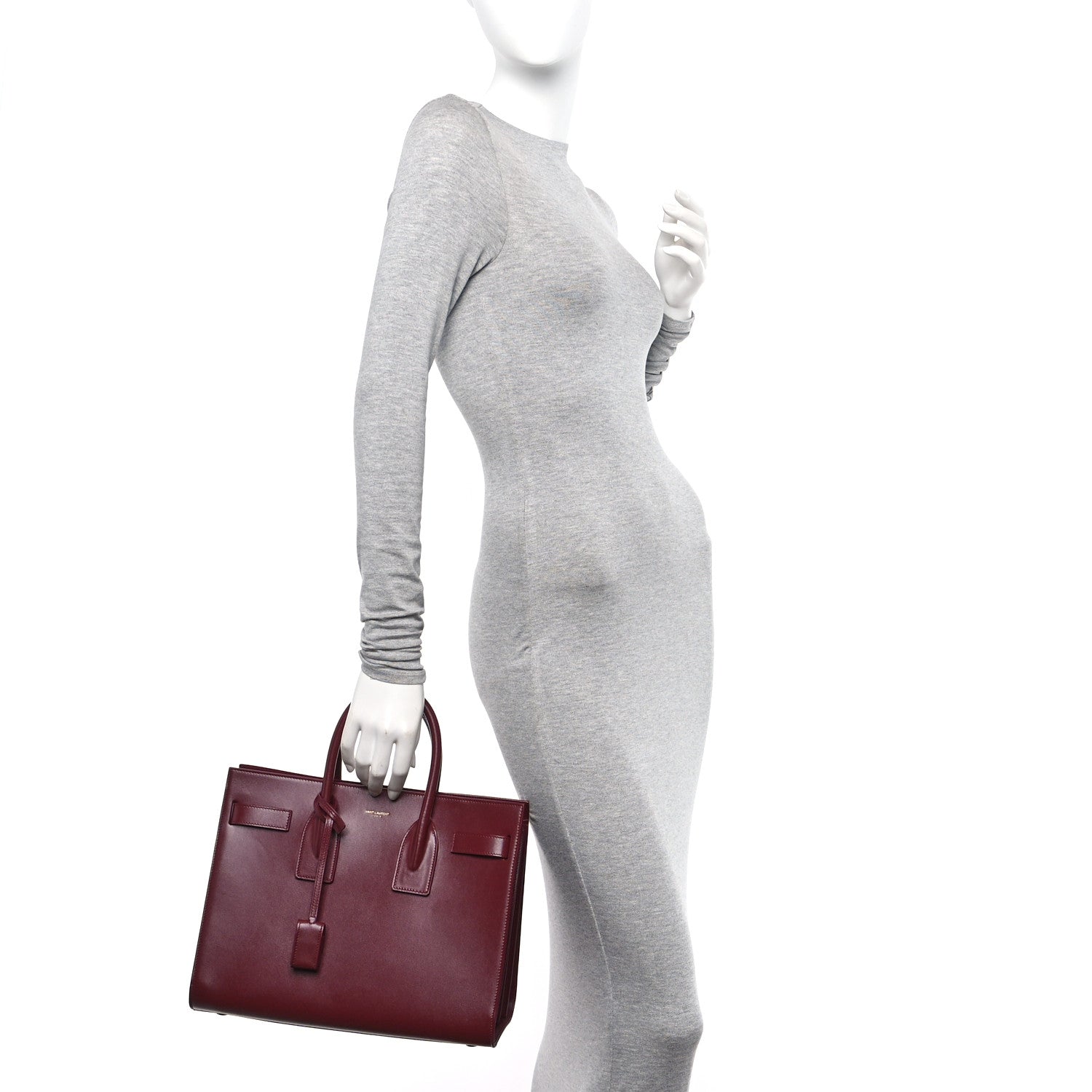 Saint Laurent Calfskin Sac De Jour Burgundy 2 of 11