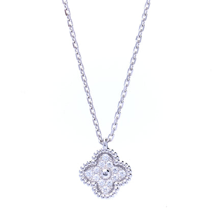 Van Cleef & Arpels 18K White Gold Diamond Sweet Alhambra Pendant Necklace 1 of 7