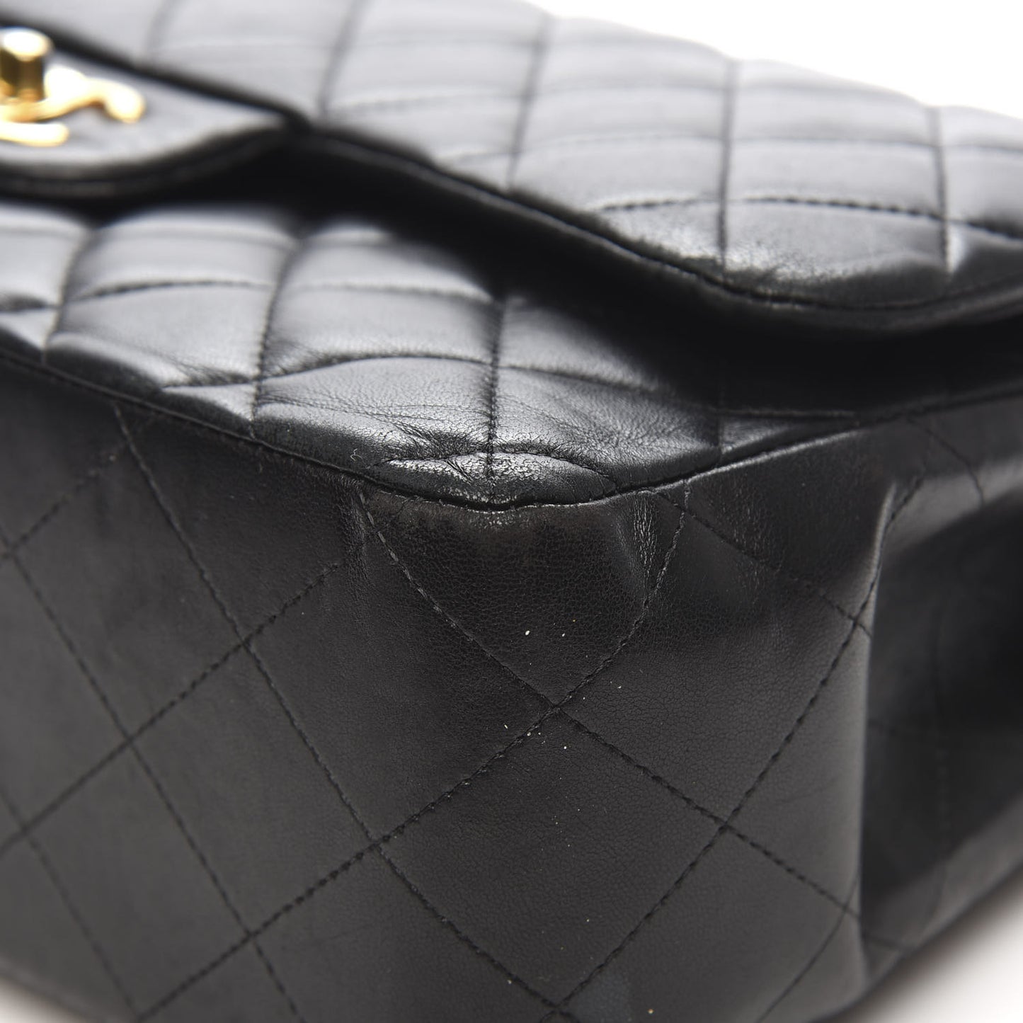 Lambskin Quilted Jumbo Double Flap Black