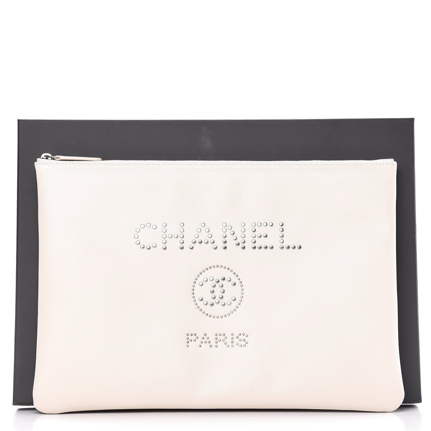 Chanel Caviar Studded Large Deauville Pouch Beige 10 of 10
