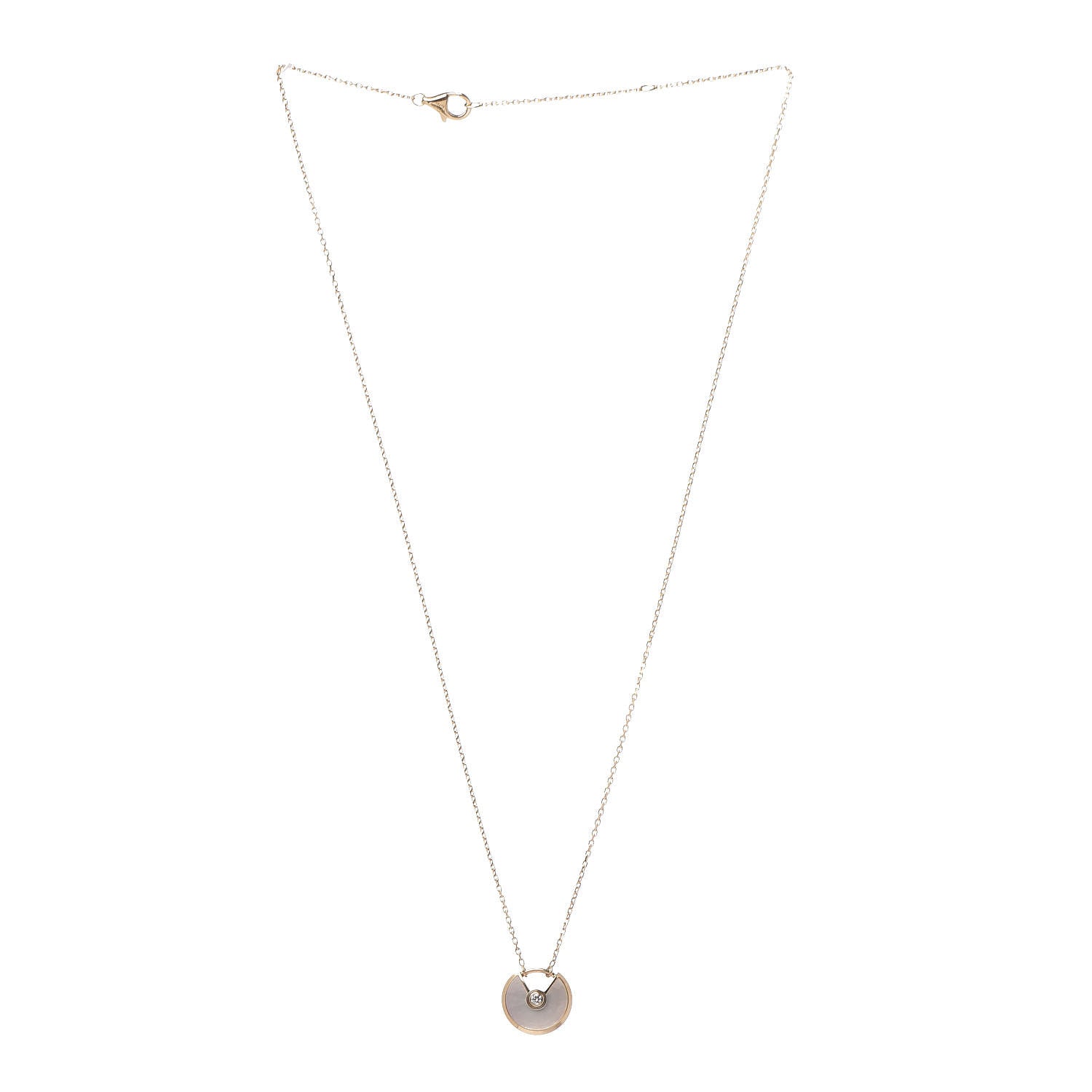 Cartier 18K Yellow Gold Diamond Mother of Pearl XS Amulette de Cartier Pendant Necklace 4 of 8
