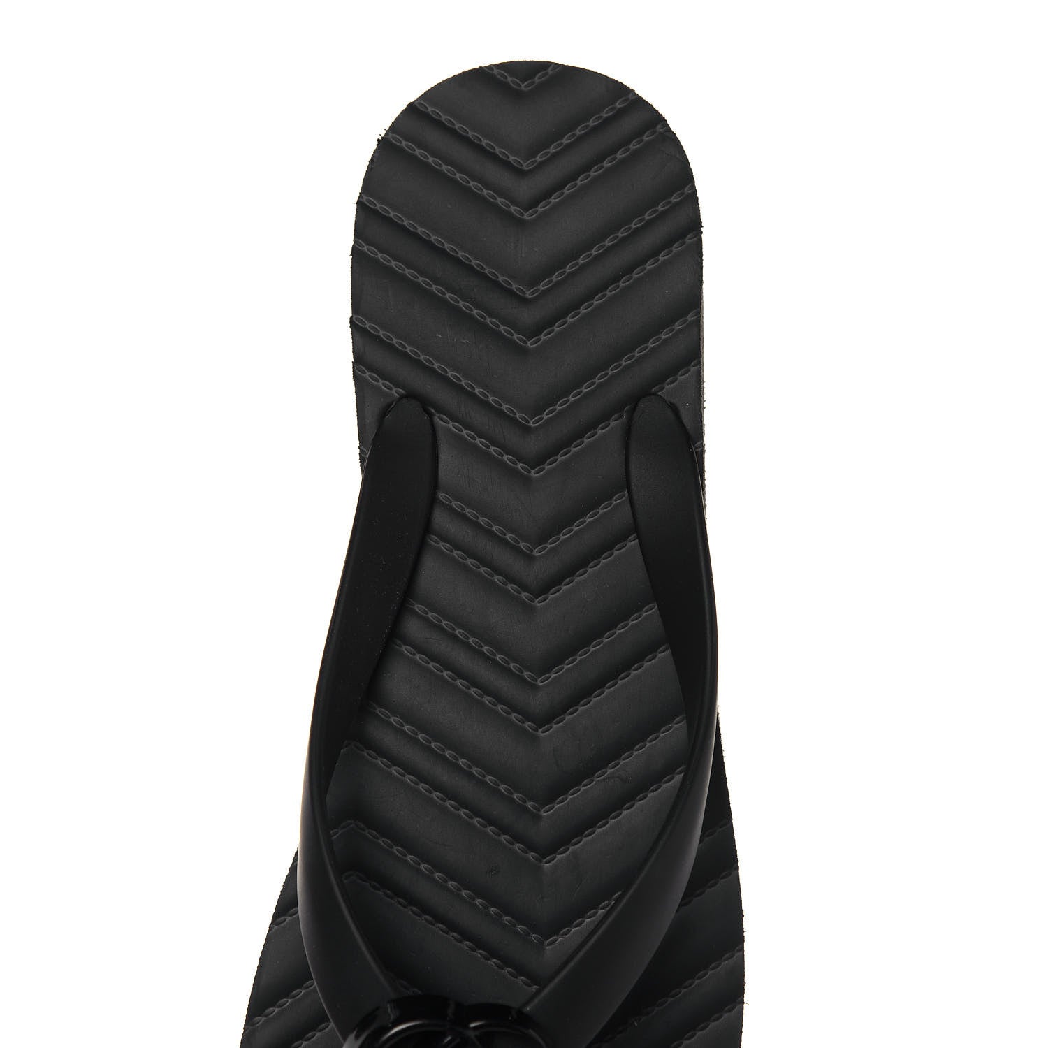 Gucci Rubber Chevron Womens GG Thong Sandals 38 Black 7 of 11