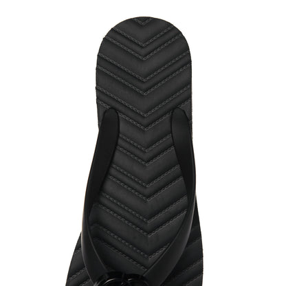 Gucci Rubber Chevron Womens GG Thong Sandals 38 Black 7 of 11