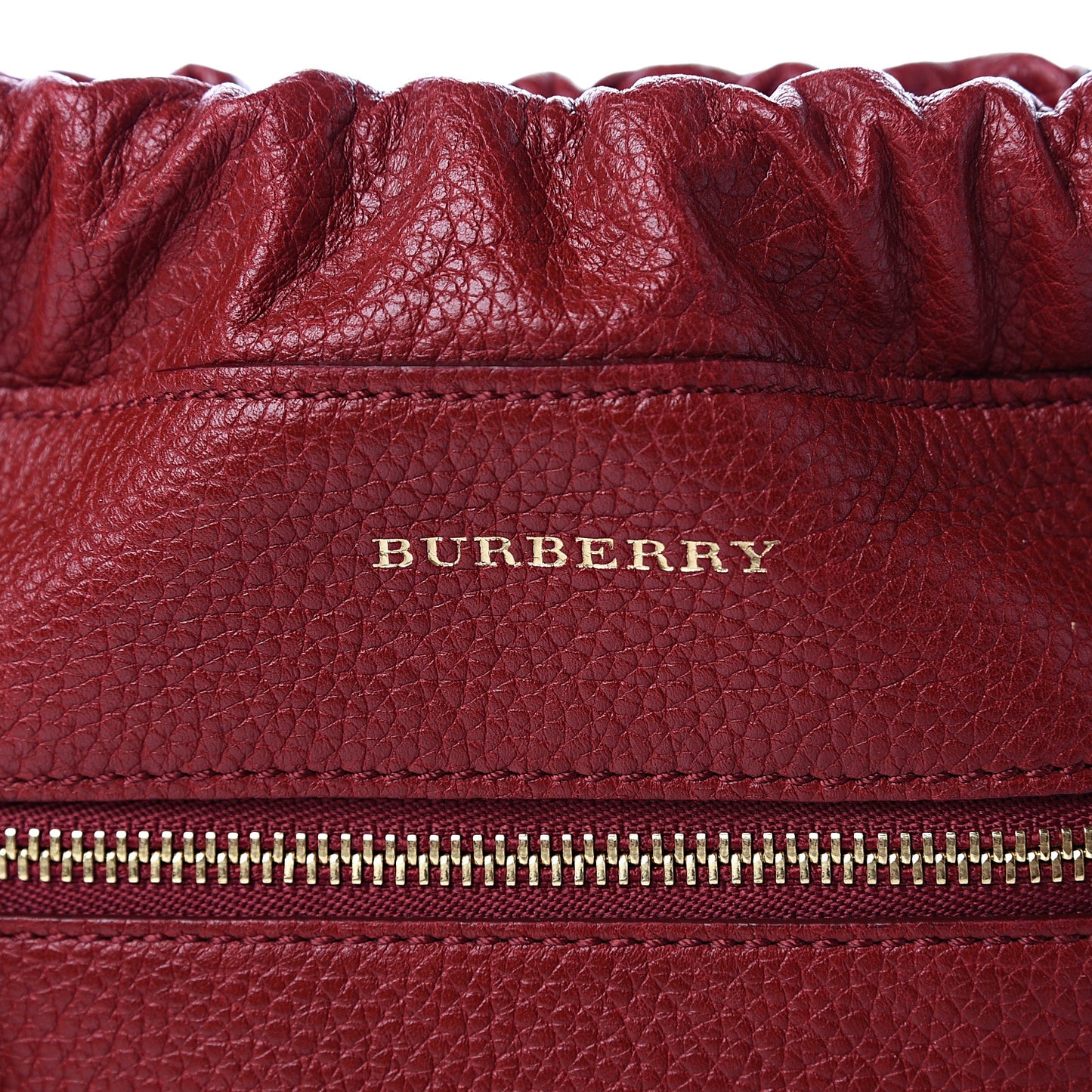 Grainy Calfskin Drawstring Pouch Red